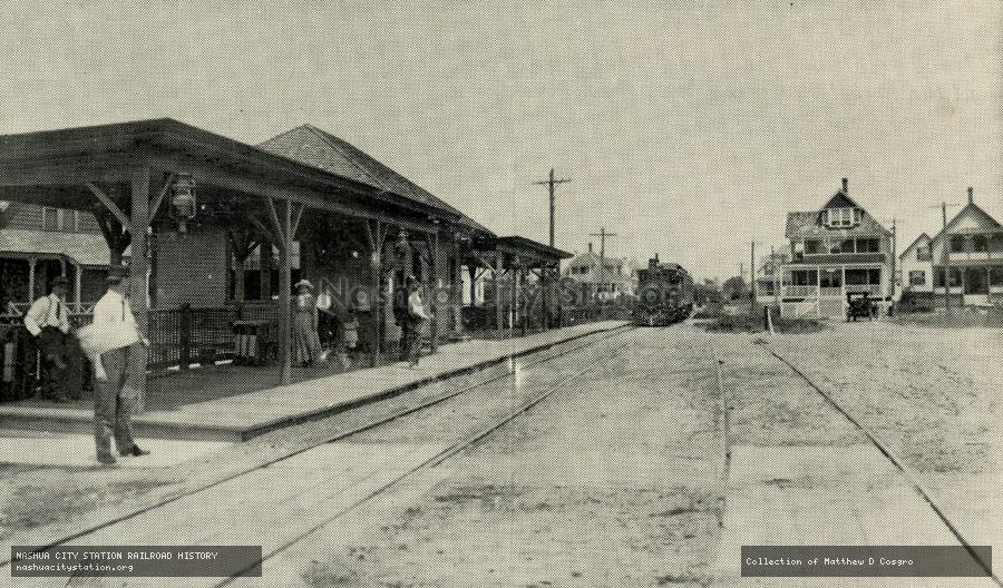 Postcard: Ocean Park, Maine - Railroad Station & Demeritt Square prior to 1923